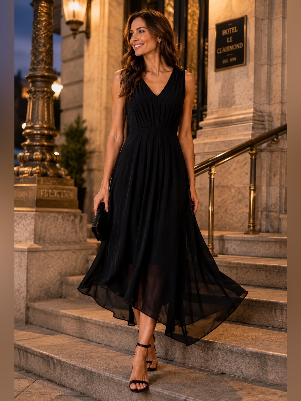 Mexx Black Sleeveless V-Neck Midi Dress